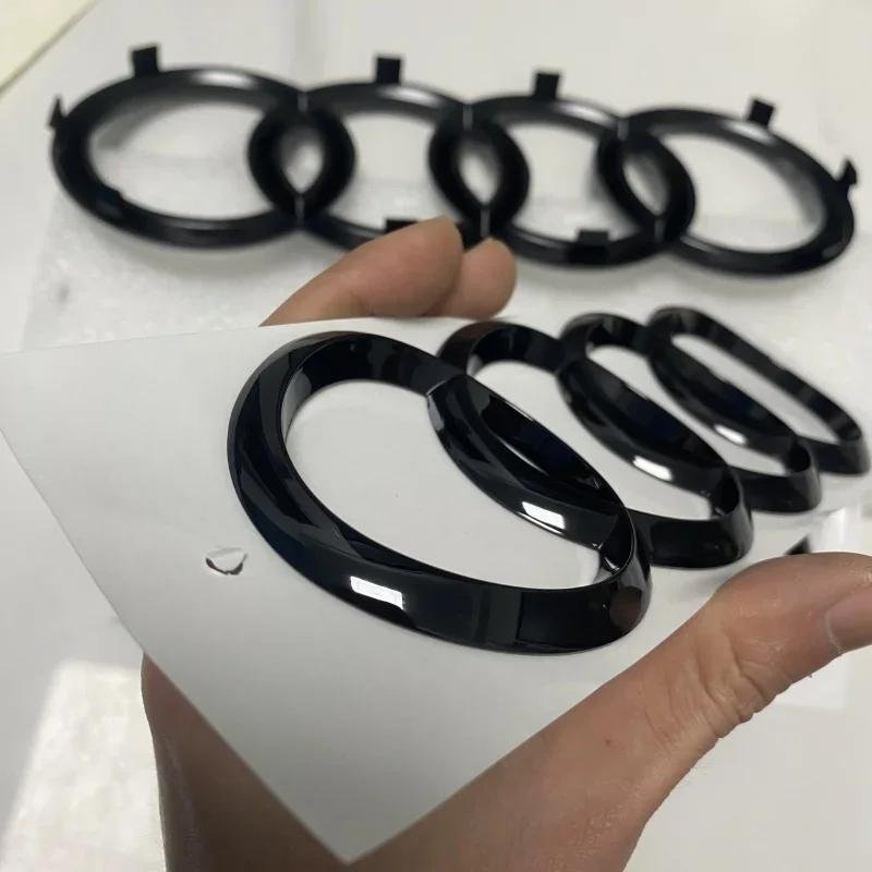 AUDI A5 4 Ring Logo ABS Black 2014-2024 Car Hood Front Grill Rear Trunk Emblem Badge Sticker Quattro Sline A5 Accessory refit