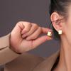 Art Style Cold Earrings Summer High Sense Commuting Versatile Simple Smooth Three-dimensional Square Ear Buckle Fashion