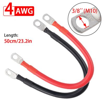 2/4AWG 30/50CM Комплект кабелей для инвертора батареи с клеммами, многожильный медный шнур, соединительный провод для солнечной энергии с наконечниками