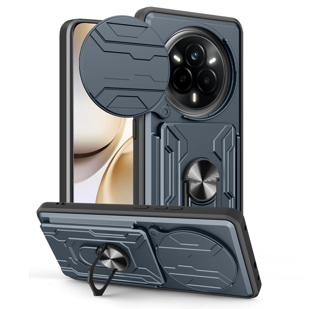 For Realme 14 Pro 5G Case PC+TPU Kickstand Phone Back Cover with Camera Slider