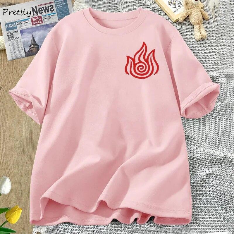 Футболка «Аватар: Последний маг воздуха» с огнем, летняя хлопковая футболка с короткими рукавами, уличная одежда, футболки с рисунком аниме, манги, большие размеры унисекс
