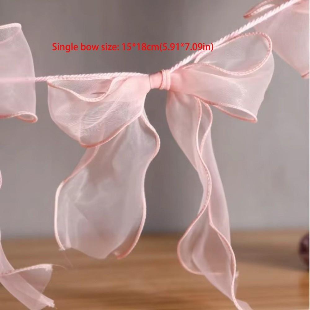 12Pcs Ribbon Bow Hanging Flags Sweet Hanging Banner New Bowknot Garland Room Wall