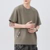 Summer Embroidered Short-sleeved T-shirt for Men Loose Round Neck Five-point Sleeve T-shirt Versatile Rest Simple