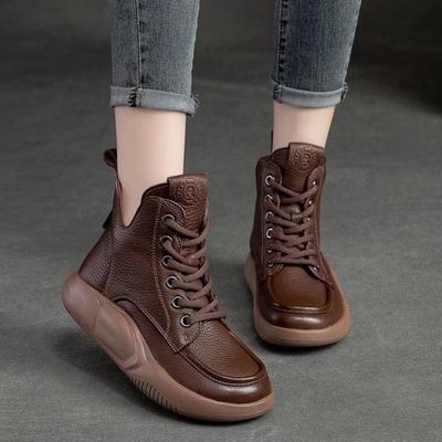 Ретро Хайтопы Повседневная Обувь Осень/Зима Новинка Толстая Подошва На Платформе и Бархатные Хайтопы Женские Кроссовки Платформа Traf