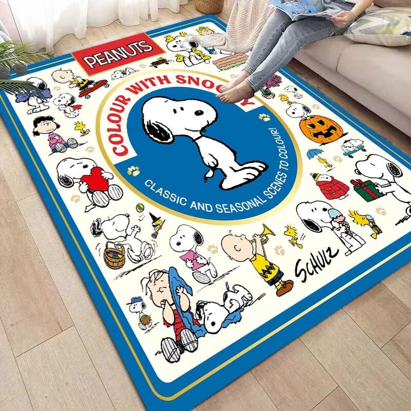 Non-slip area rug for living room with Snoopy cartoon design, soft rug for bedroom, children's playroom, sofa, home decor, doorm
