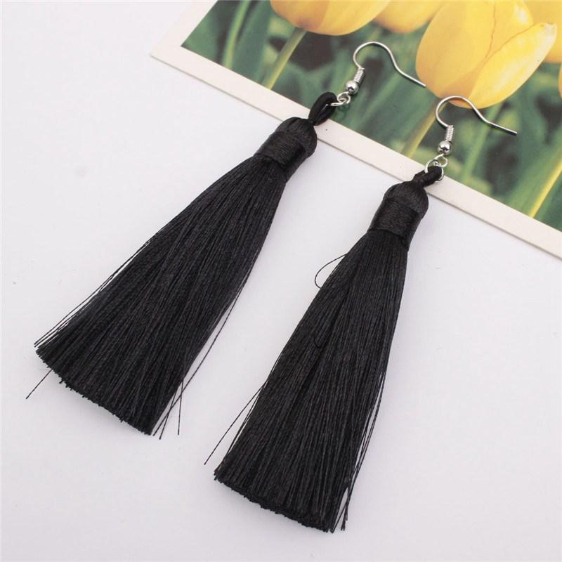 Серьги-кисточки, 1 пара, длинные, с узором, в стиле бохо, полихромные, подарочные серьги