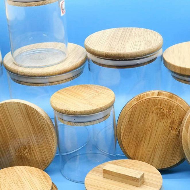 Bamboo Lid for Glass Jars - Sealed Round Lid for Mugs and Candle Cups