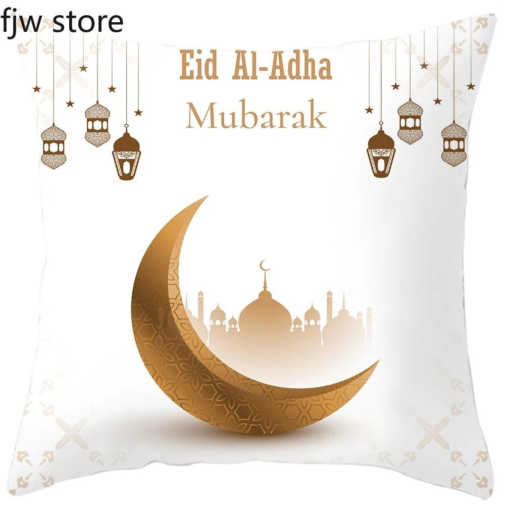 2024 Eid Mubarak Home Decor Pillowcase Sofa Cushion Cover Islamic Mosque Muslim Decorative Pillowcase Ramadhan Gift