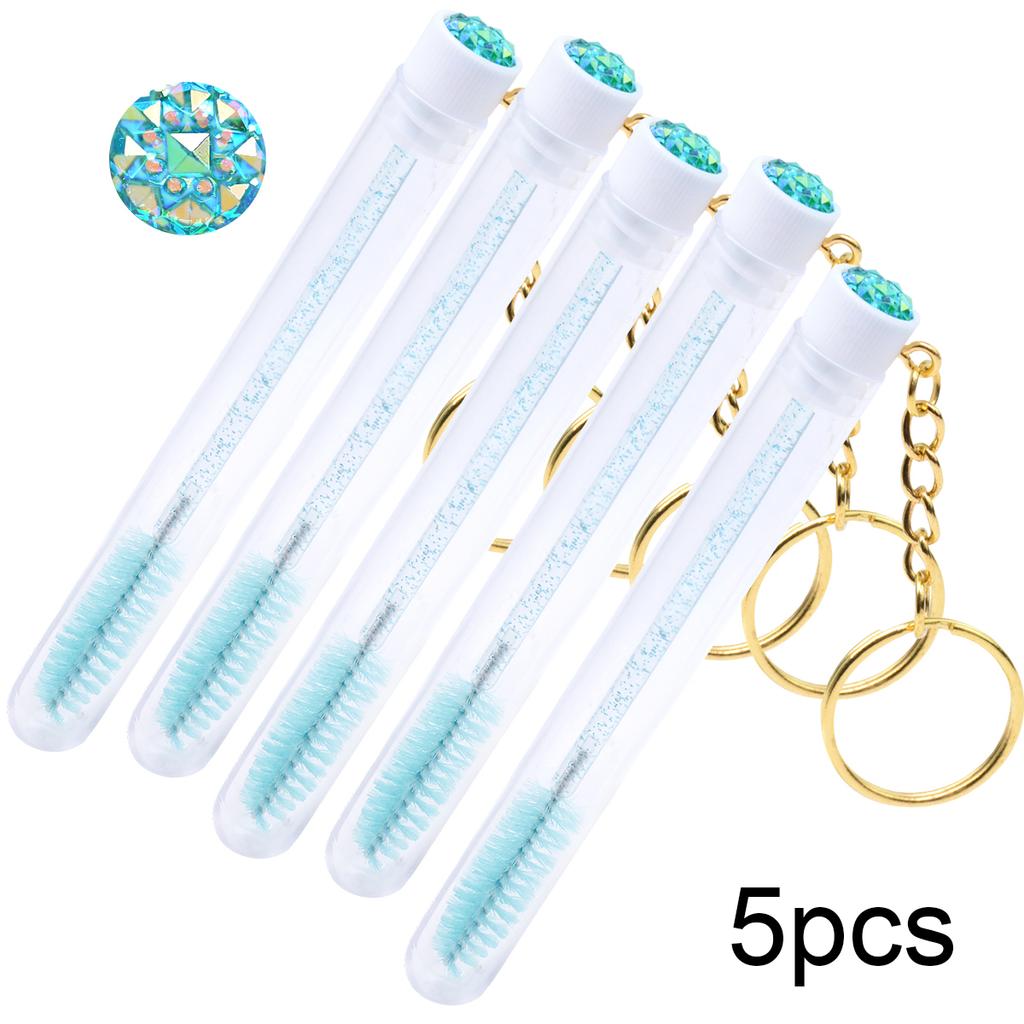 5pcs Eyelash Brushes Tubes With Keychain Lash Brush In Clear Container Disposable Eyelash Extension Mascara Wands With Case