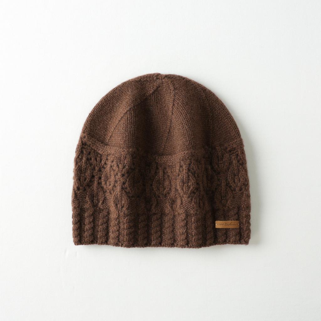 Thickened% Pure Cashmere Knitted Hat Children's Solid Color Twisted Baotou Hat Warm Ear Protector Wool Hat Versatile Hat
