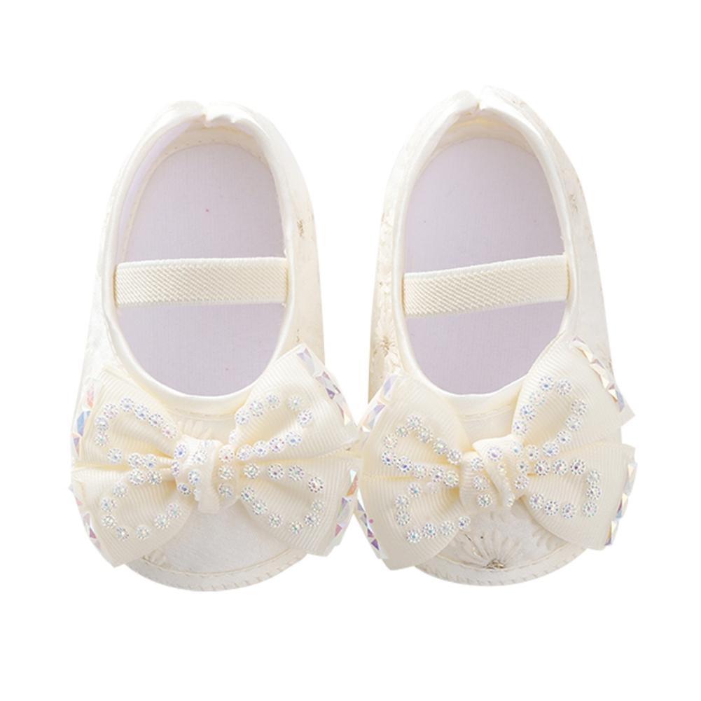 Туфли на плоской подошве для маленьких девочек, нескользящая мягкая подошва, симпатичные туфли с бантом, свадебные туфли для новорожденных принцесс, первые походки для малышей 0-12 месяцев