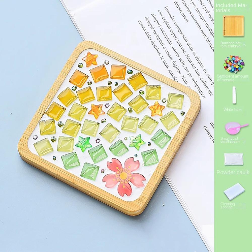 Ручная работа своими руками мозаичный коврик для чашки мозаичный стеклянный бамбуковый коврик креативные игрушки ручной работы подставка под стакан