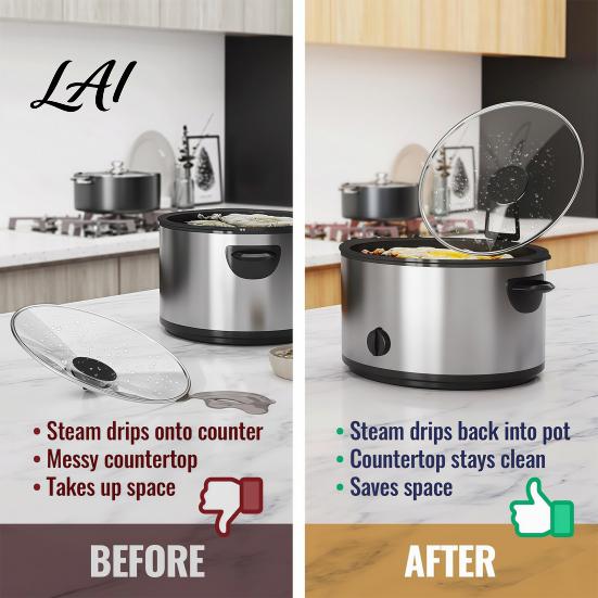 Countertop Spill Protector Slow Cooker Lid Holder Hands-Free Heat Resistant Cooking Kitchen Storage Solutions Stand Universal Space Saving