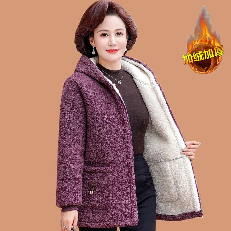 Зимнее пальто на флисовой подкладке больших размеров для женщин среднего и пожилого возраста