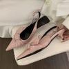 Elegant Bow Women's Sandals Pointed Toe Heeled Shoes Woman Mules Shoes 2025 Summer Trend Designer Pumps Party Zapatos Mujer