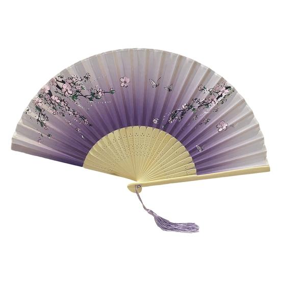 Складной веер с кисточкой, китайский бамбук, ручная роспись, цветочный принт, принт в виде листьев, танцевальное представление, реквизит для фотографий