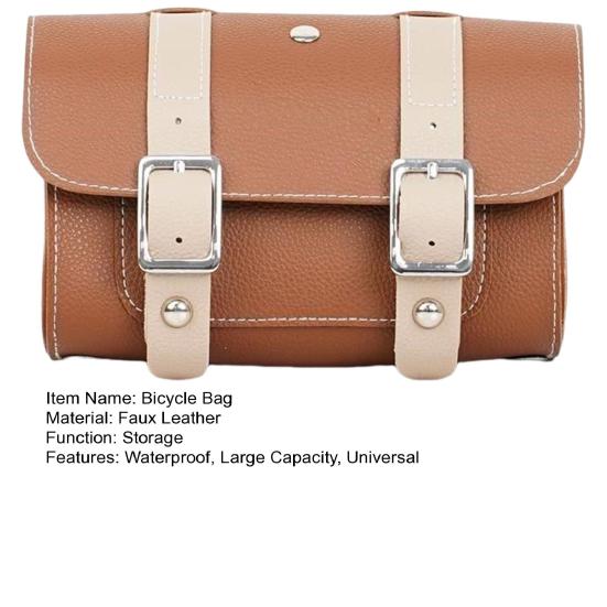 Винтажная сумка из искусственной кожи для велосипеда, водонепроницаемая, большая вместимость, универсальная, для горного велосипеда, для верхней трубы, передней рамы, руля, седла, сумка для хранения