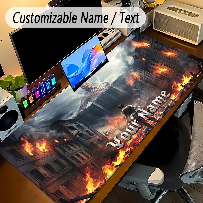 Large Mouse PadAttack on Titan Custom Name Text Personalized Desk Mat Non Slip Gaming Pad