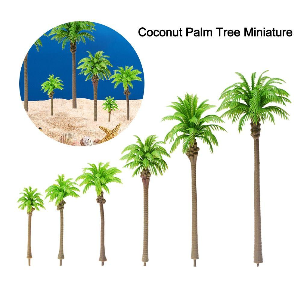 5Pcs Stereoscopic Coconut Palm Tree Miniature Plastic Coconut Micr Landscape  Desktop Decoration