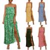 Women's Versatile Sexy Strapless Floral Split Dress