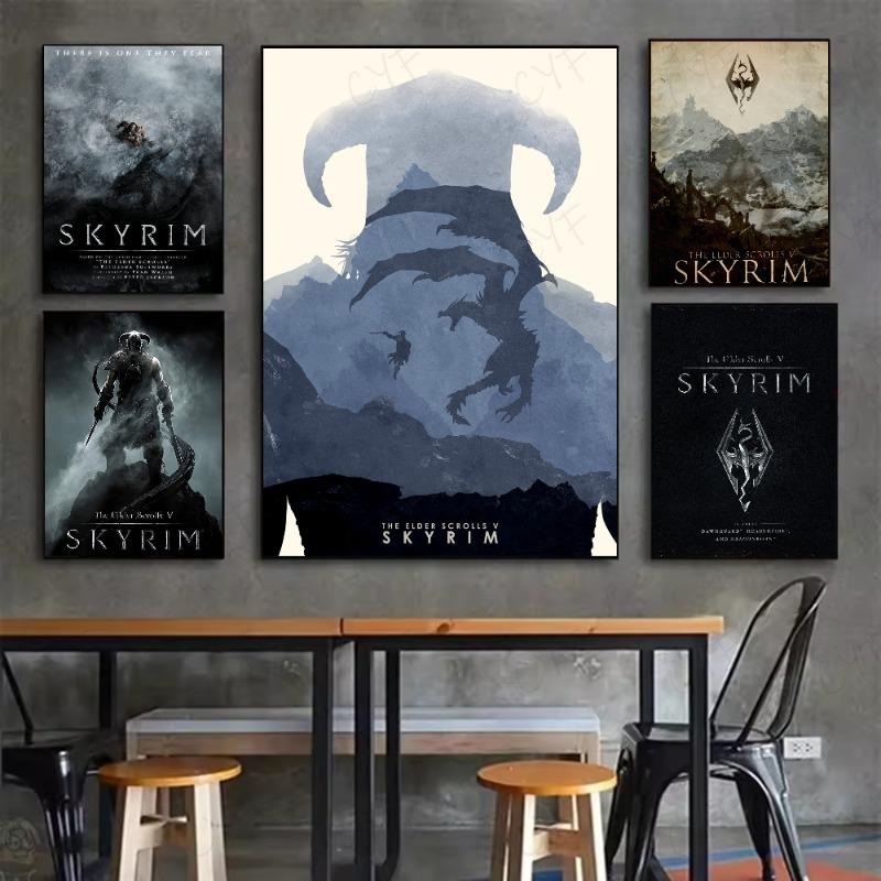 S-Скайрим Постер The Elder S-Scrolls V HD арт липкий на стену водонепроницаемый дом гостиная спальня бар эстетичное украшение