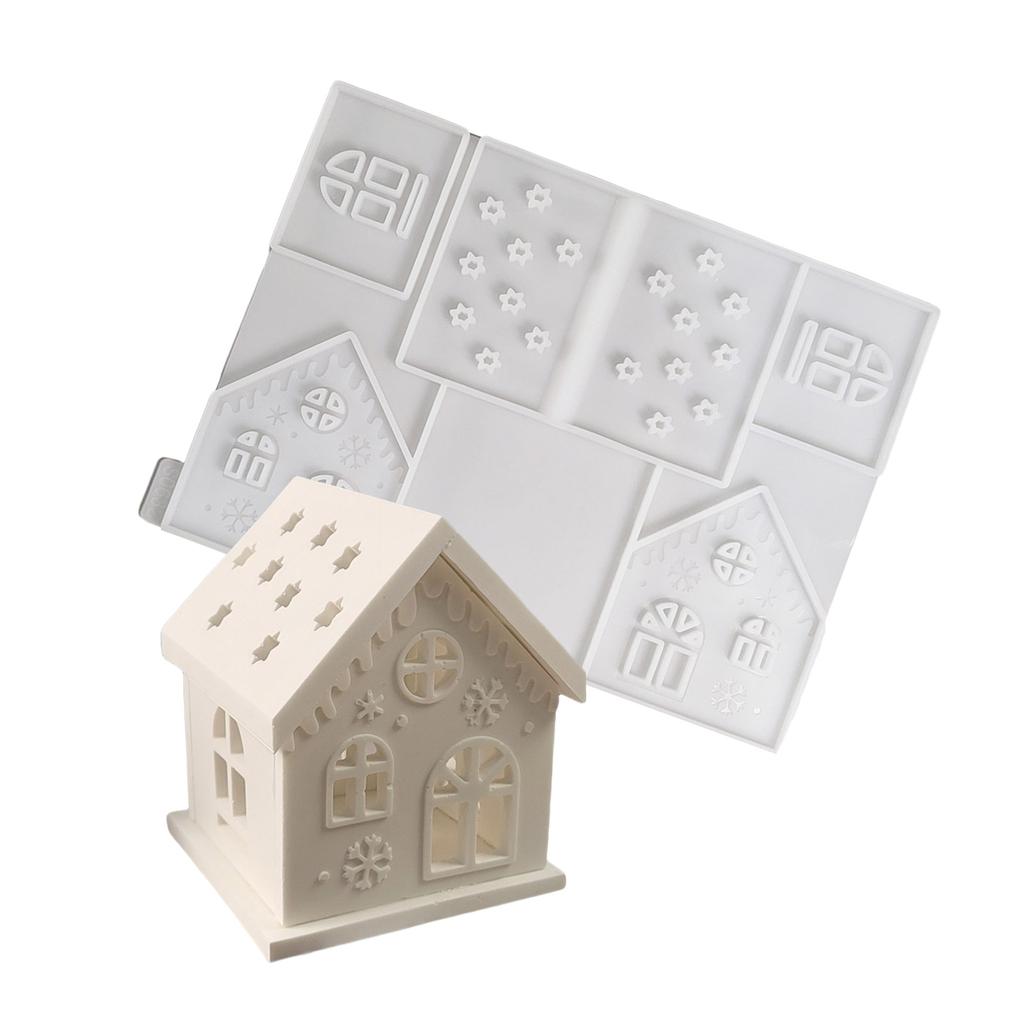 Christmas House Silicone Mold Resin Crafting Moulds Silicone Ornament Moulds Candle Holder Molds for Hand-Making Craft