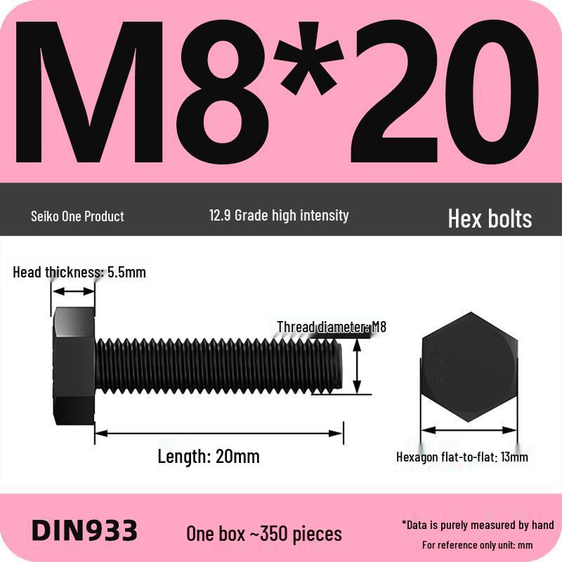 Набор шестигранных болтов высокой прочности Класса 12.9: Размеры M4-M16