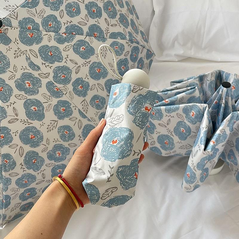 French Retro Floral Umbrella Sun-Rain Dual-Purpose Female Student Korean Version Folding Forest Sun Protection Parasol 50% Off U