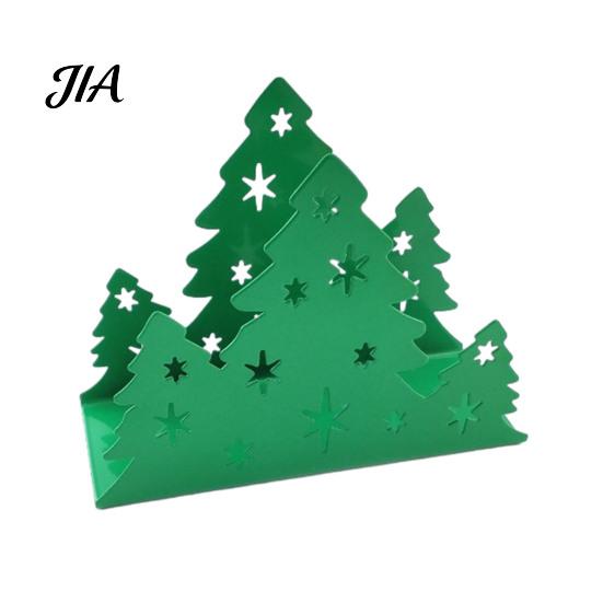 Holiday Dining Table Centerpiece Christmas Tree Napkin Holder, Stainless Steel Vertical Paper Towel Stand, Kitchen Accessories Decorative Dispenser