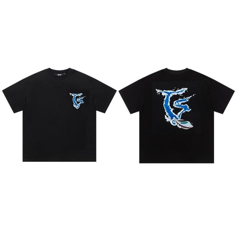 Cross-border new graffiti letter printing European and American street trendy brands loose and versatile casual men's and women's short-sleeved round