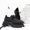 Round Toe Lace-Up Derby Shoes Women/men 2025 Spring New Casual Black Heightening Leather Shoes Platform Microfiber Leather Shoes