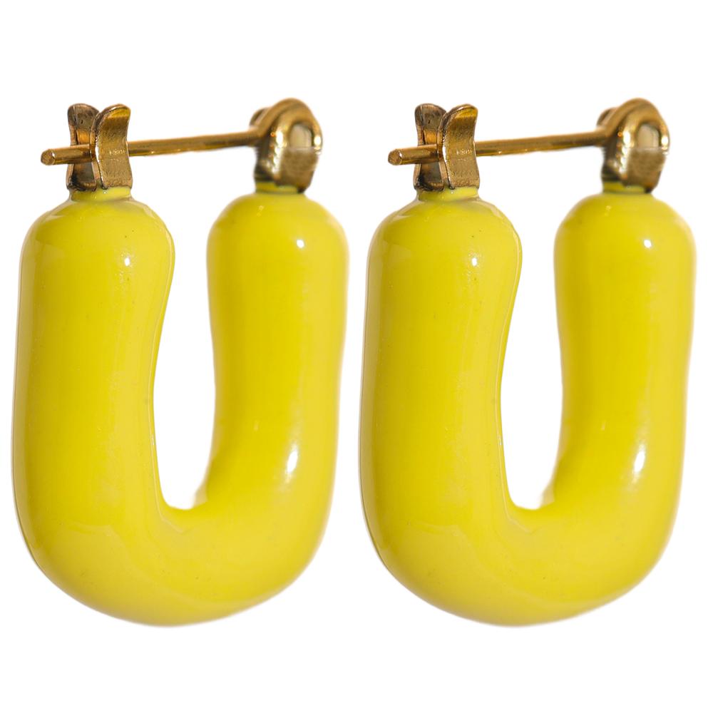 Yhpup 7 Color Candy Enamel Stainless Steel Square Chunky Hollow Y2K Hoop Earrings Trendy Dopamine Jewelry Women Gala Gift