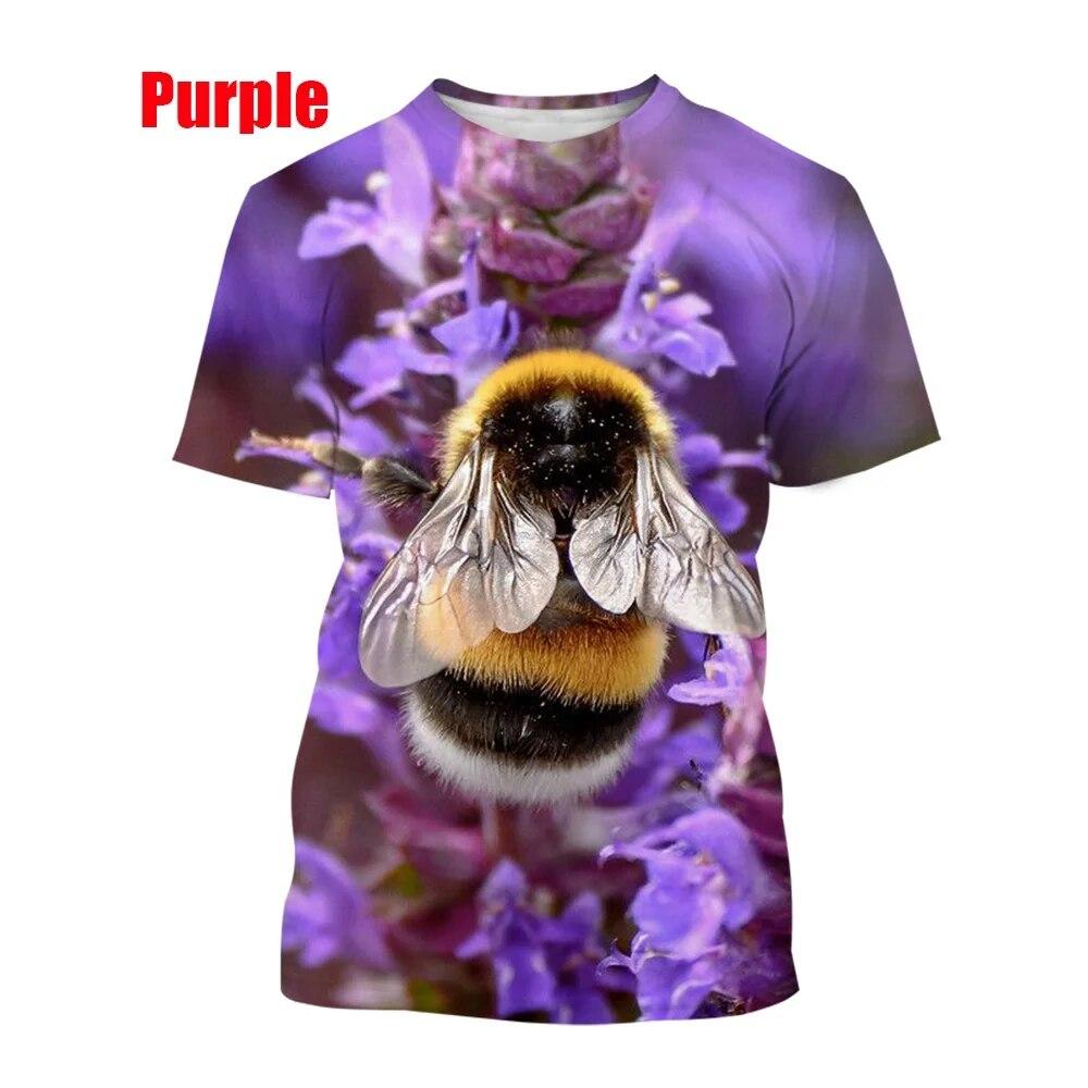 2022 Новая модная футболка с 3D принтом пчелы, летняя повседневная мужская/женская дышащая футболка в стиле хип-хоп с коротким рукавом