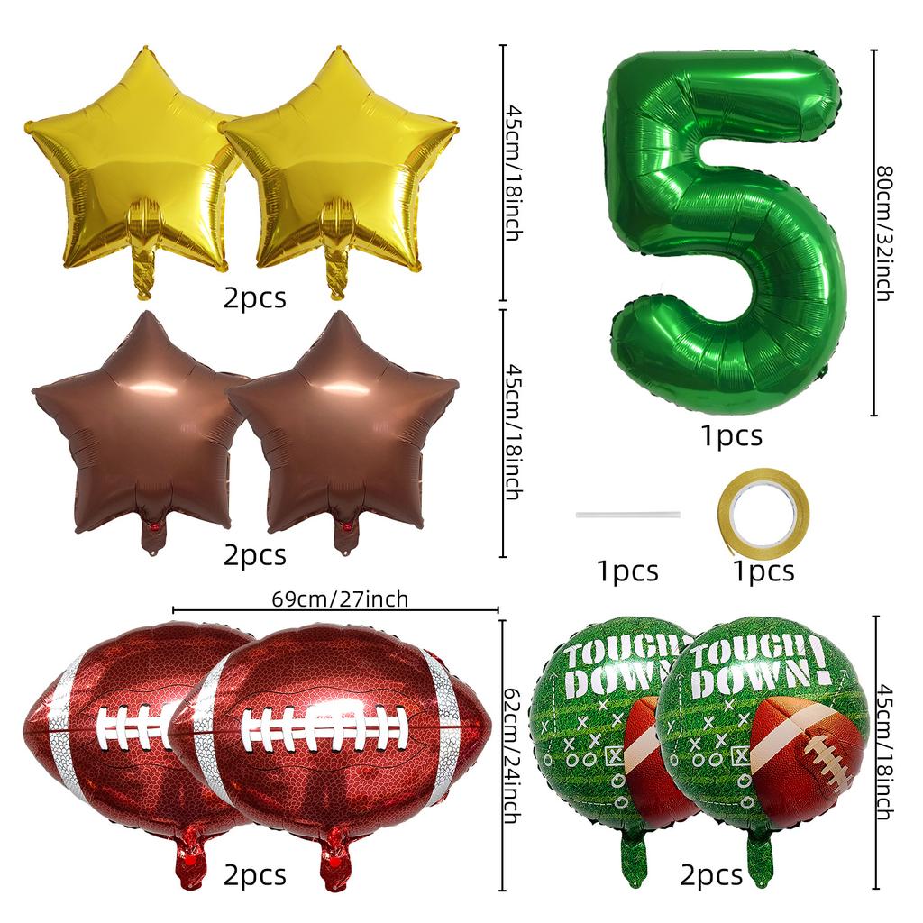 Rugby Balloon Set 32-inch Digital Children's Super Bowl Decorative Aluminum Film Balloon Scene Arrangement