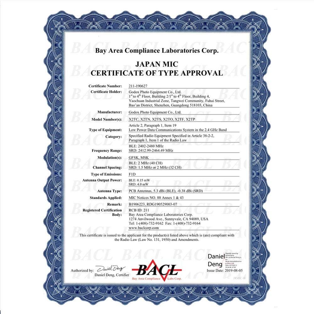 [Сертифицировано по закону о радиосвязи] Беспроводной передатчик для управления вспышками Godox X2TC, оснащенный ЖК-панелью TTL, встроенным Bluetooth 18000s, совместимый с Canon EOS Ca