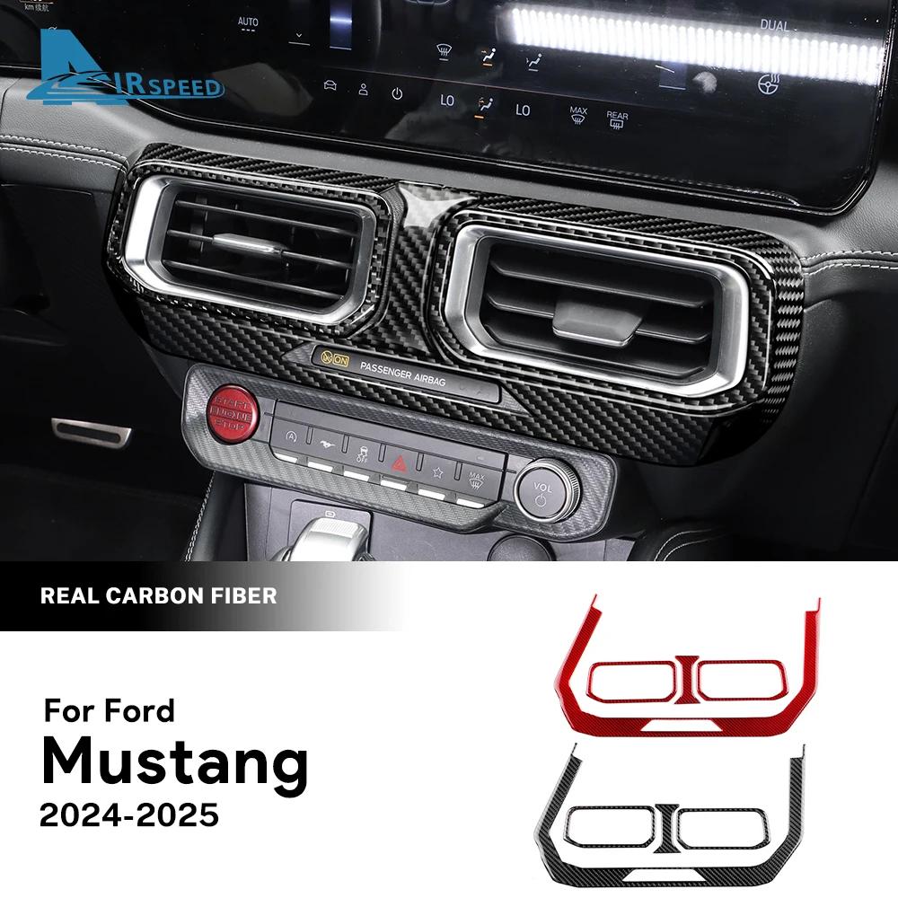 For Ford Mustang GT Dark Horse EcoBoost 2024 2025 2026 2027 Real Soft Carbon Fiber Sticker LHD RHD Car Central Control AC Panel