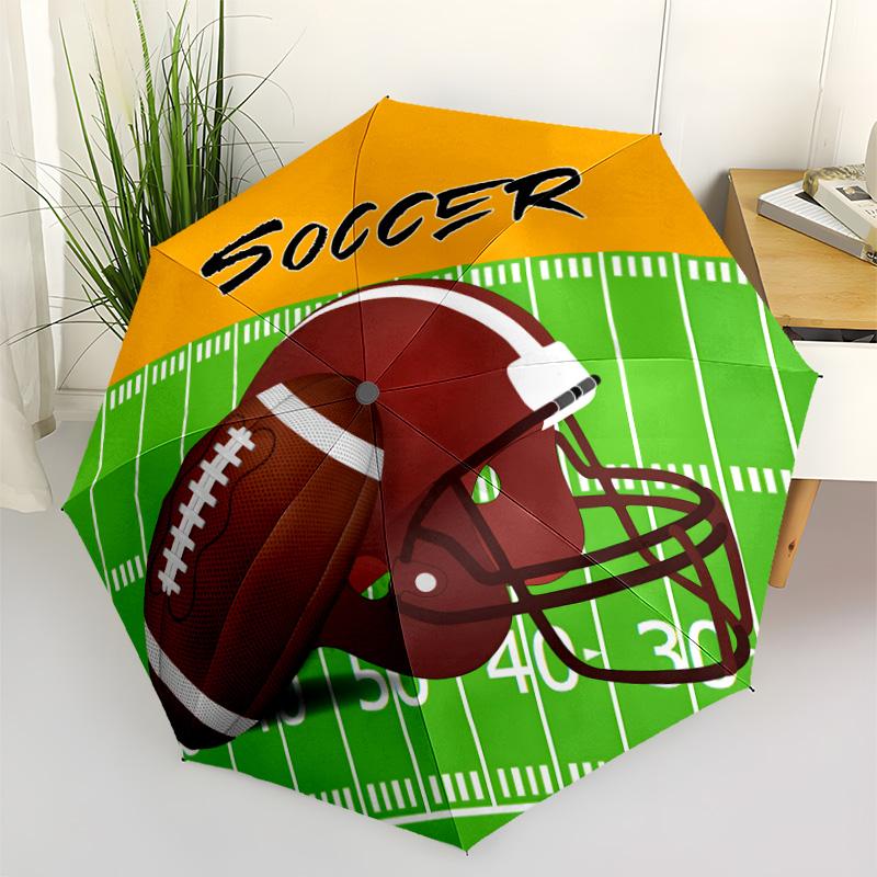 Football Helmets Ball Compact Travel Automatic Umbrella Compact 8-Rib Design Foldable Design All-Season Travel Stylish Accessory Spiritual Gift