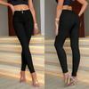 Rose Beauty A High Stretch Solid Button Front Slant Pocket Skinny Pants