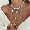 Exquisite French Style Necklace For Women Light Luxury Y2K Multi Layer Imitation Pearl Tassel Neck Chain Girls Trendy Choker