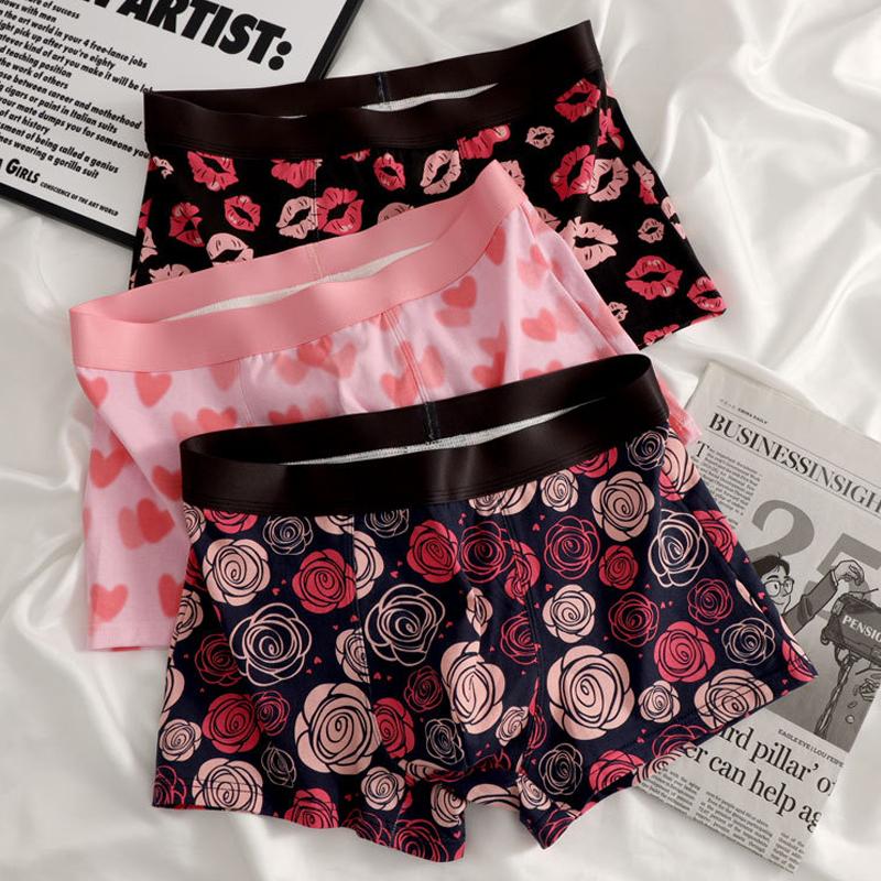Романтический бренд модный принт нижнее белье мужские боксеры хлопковые дышащие трусы мужские боксеры размер M-3XL