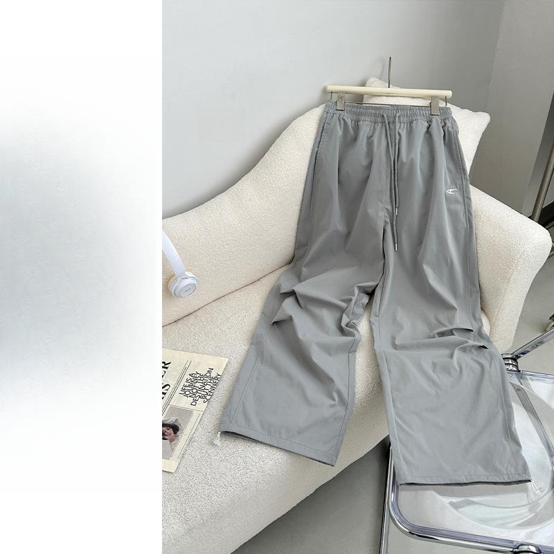 Весна и лето Новые свободные прямые повседневные быстросохнущие спортивные брюки с вышивкой широкие брюки