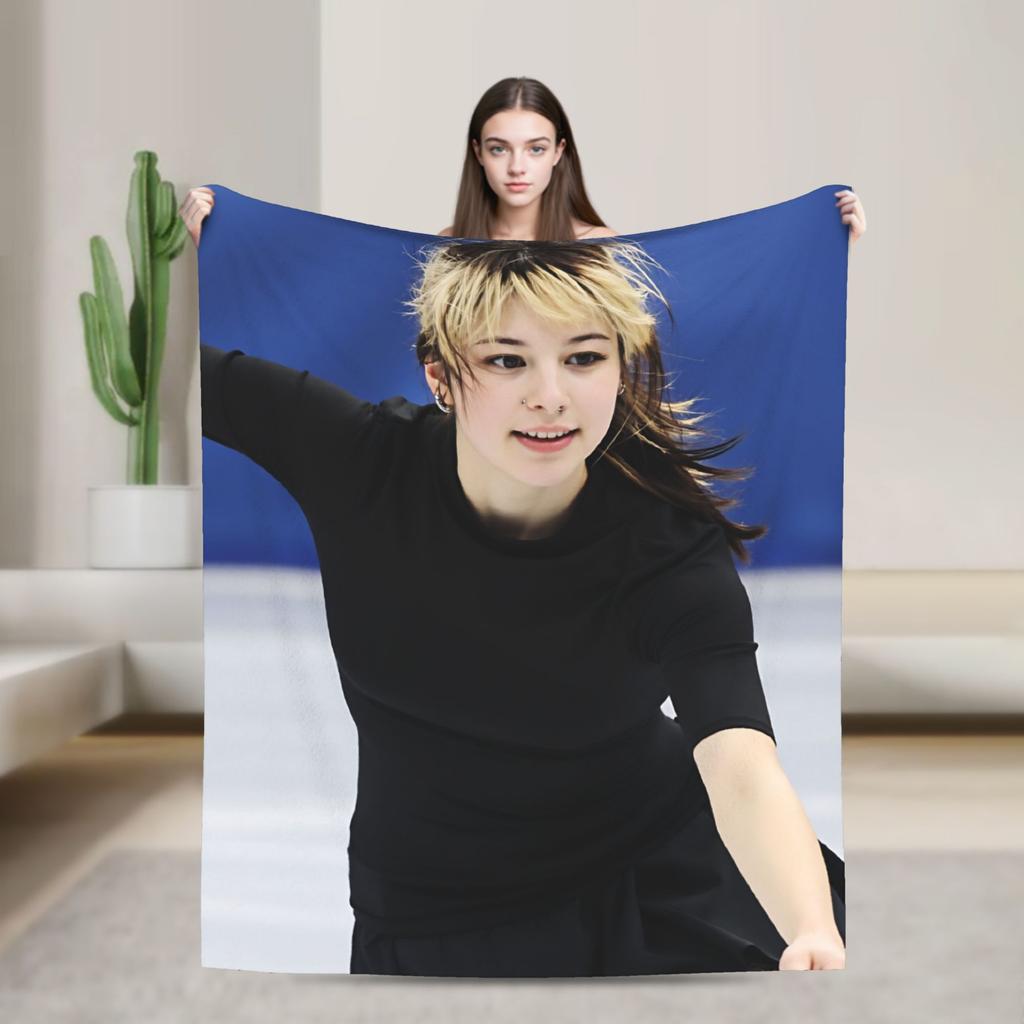 Alysa Liu Warm Blanket For Living Room Trend Throw Blanket Winter Travel Office Flannel Bedspread