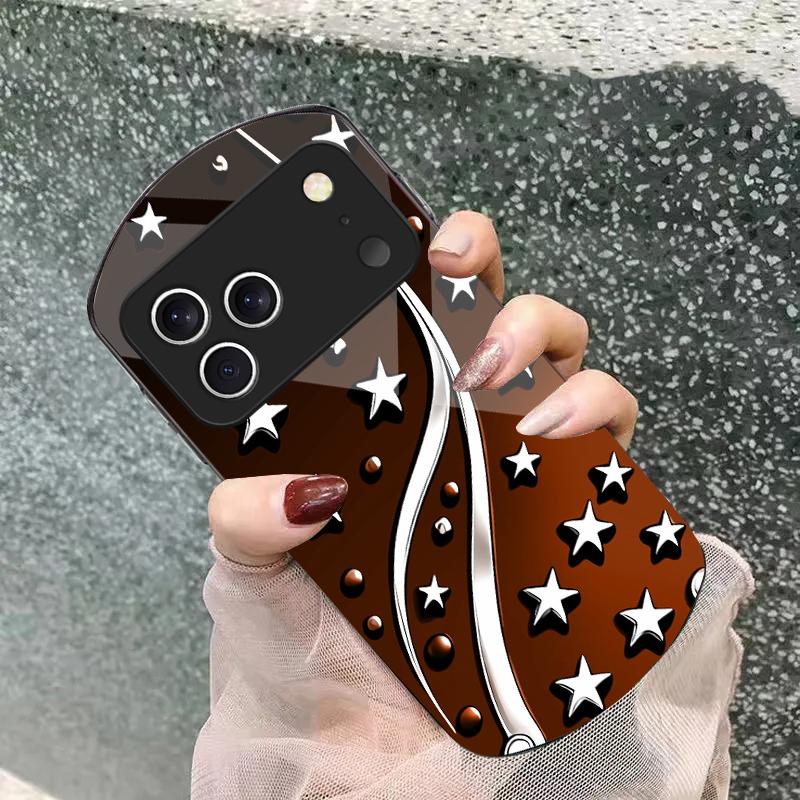 Deep Night with Stars For iPhone 17 16 15 14 Pro 13 Plus 12 mini 11 Pro Max XR X S 7 8 Elliptical Tempered Glass Phone Case