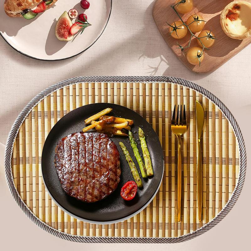 Овальный край бамбуковые плетеные подставки под тарелки моющиеся термостойкие настольные подставки для дома кухни рождественского обеденного стола украшение для вечеринки