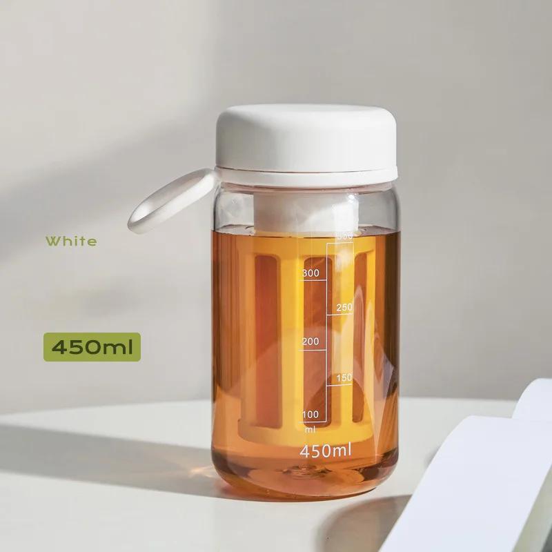 450ml Cold Brew Cups with Scale Mesh Filter Portable Coffee Cup Leakproof Brewing Cold Brew Tea Separator Drinking Water Bottles