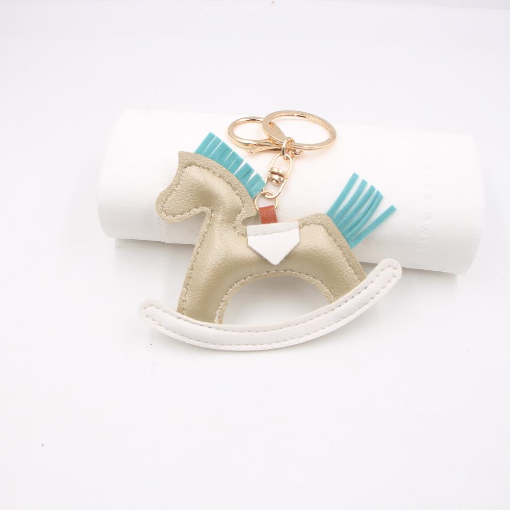 Креативная подвеска на рюкзак в виде качающейся лошади, подвеска для автомобиля, карусель, брелок в виде пони с хлопковым наполнителем, ювелирная цепочка