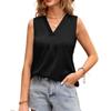 GMXIA Women's Fashion Casual Summer Solid Color Print Sleeveless V-Neck Blouses & Shirts