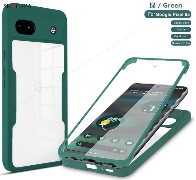 360-градусный двухсторонний гибридный прозрачный чехол для телефона для Google Pixel 6A, прочный мягкий чехол-бампер для Google Pixel 6a GX7AS GB62Z, прозрачный противоударный чехол