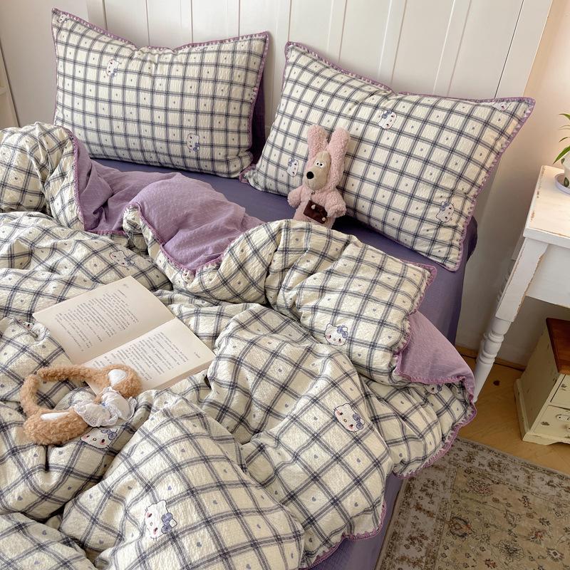 2026 Cartoon Style Embroidered Puffy Cotton Bedding Set