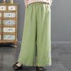 Chinese Style Long Pants Elastic Waist Wide Leg Casual Trousers Pockets Design Loose Fit Retro Pants